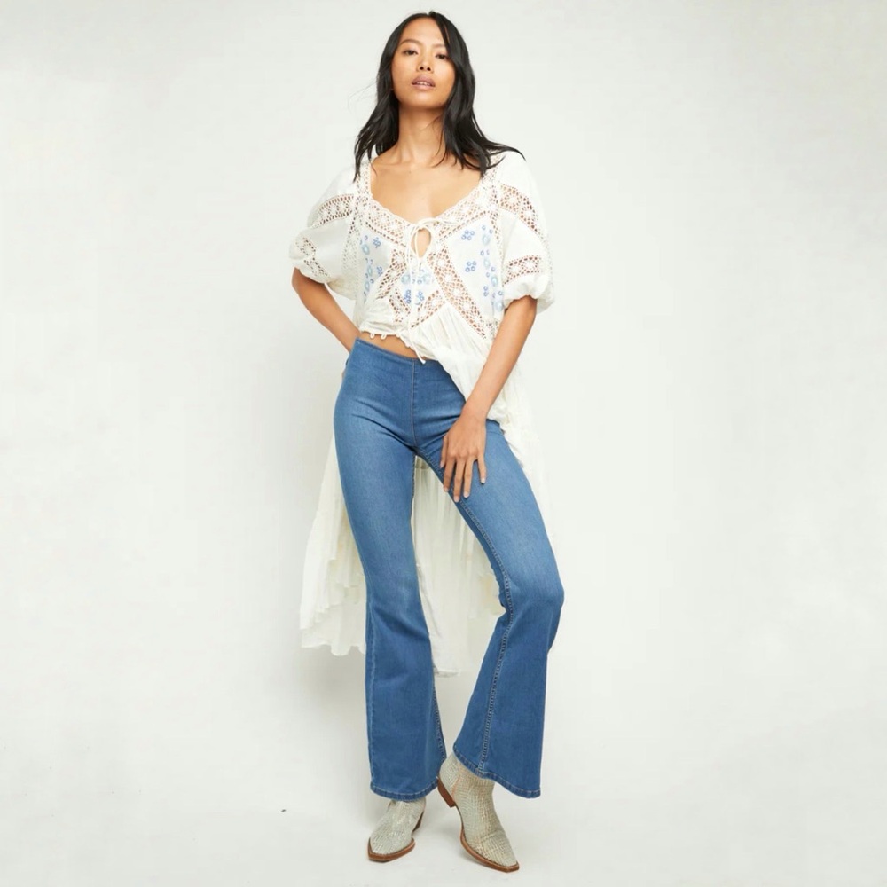 Free People High-Rise Blue Flare Jeans